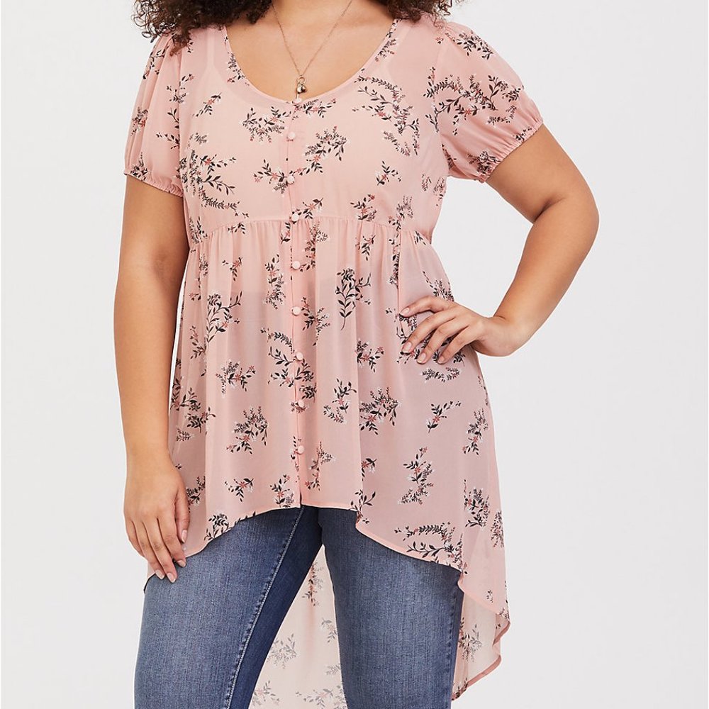 Torrid Floral Chiffon Babydoll Tunic